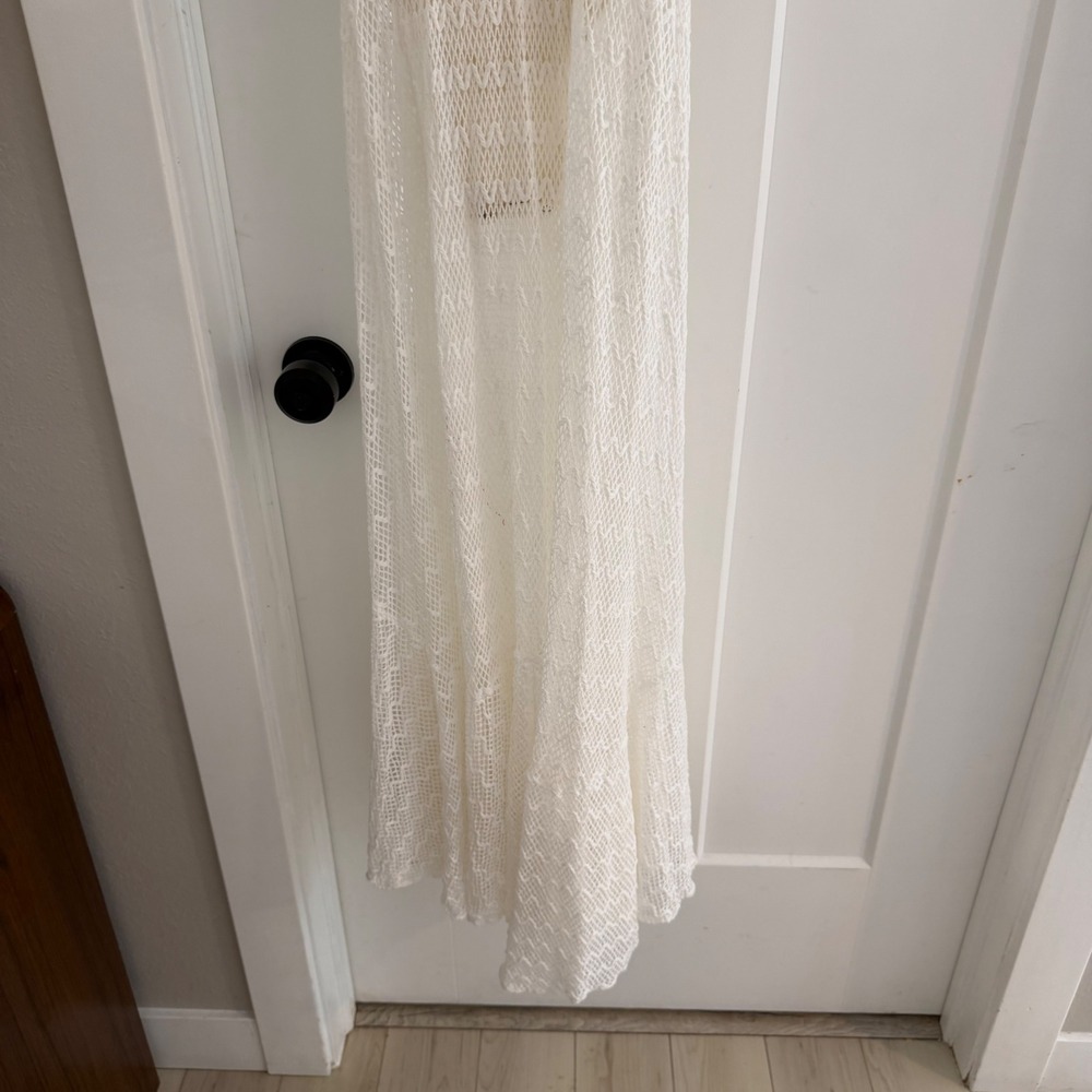 PatBO Asymmetric Netted Beach Dress White Seashell Halter Maxi Coastal Bridal S - Picture 3 of 9